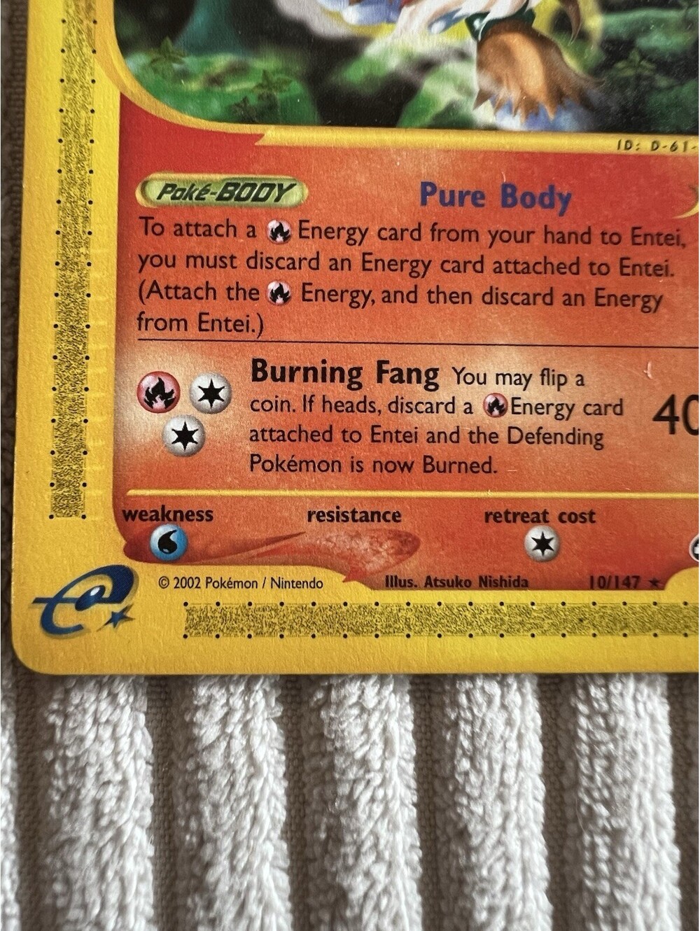 2003 RARE Aquapolis Entei Reverse Non Holo 10/147 Pokemon Card - Picture 8 of 9